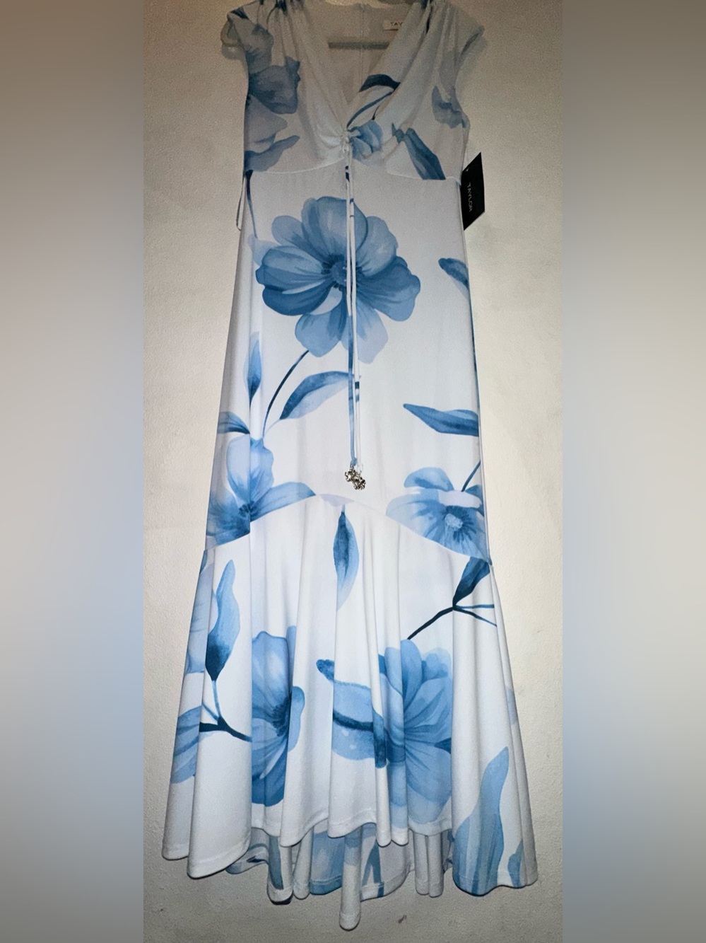 NWT Kelly Grace Brands Blue White Floral Watercolor Dress 8 4722M